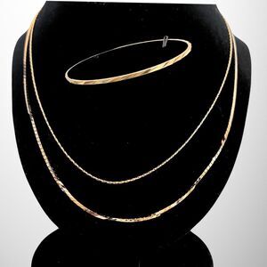80s Goldtone Classic Style Chain Necklaces & Sparkling Bangle - Avon - NIB